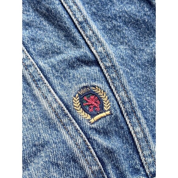 Vintage TOMMY HILFIGER 100% Cotton Star Print Lined Denim Vest, Size XL - Picture 8 of 16